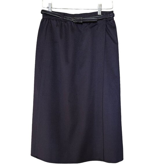 Ungaro Skirt A-Lined 100% Wool Wrap Lined Belt Purple Italy‎ Women's Sz 8 - Picture 1 of 12